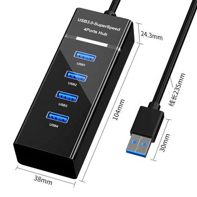 OEM Multiple USB Hub Splitter , Multi Expander 4 Port Superspeed USB 3.0 Hub