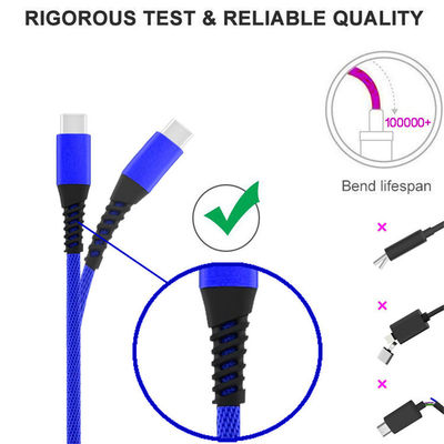 Nylon Braided USB Charger Cable , 1.2m 2m Sync Fast Charging Type C Cable