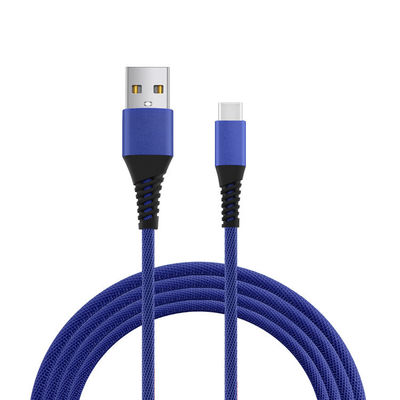 Nylon Braided USB Charger Cable , 1.2m 2m Sync Fast Charging Type C Cable