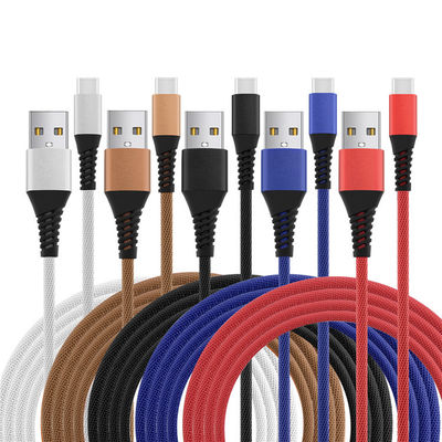 Nylon Braided USB Charger Cable , 1.2m 2m Sync Fast Charging Type C Cable