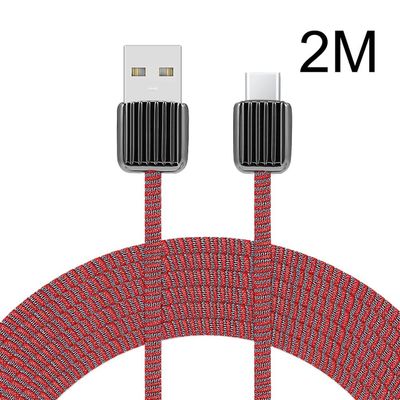 Type C USB Fast Charging Cable , 2m Nylon Braided Data Transferring Cable